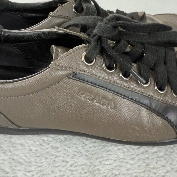 Prada Sport Leather Low Top Sneakers Brown Size 7.5 US - Picture 10 of 15